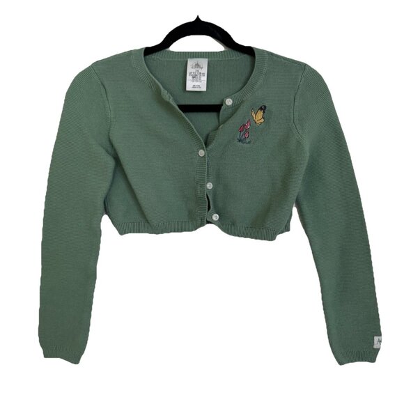 Disney Butterfly Cardigan Girl's Size 7 Animator's Collections Green Knit Button - Picture 2 of 8